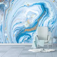 Duvar Kağıtları Özel 3D Duvar Kağıdı Mural De Parede Mavi Mermer Desen TV Arka Plan Duvar Boyama Kağıtları Ev Dekor Oturma Odası Modern