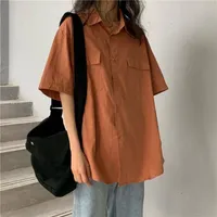 Frauen Blusen Hemden Kurzärmeled Hemd Design Sinn Nische Männer Frauen Sommer Hong Kong Stil Retro Student Cargo Koreanische Unisex Trend Top