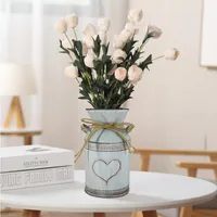 Vases Flower Arrangements Home Decoration Shabby Chic Vase Vintage Country Style Artificial Flowers Bucket Holder