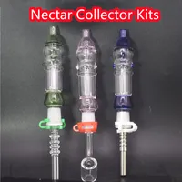 New 14mm Joint glass oil pipes Kits Mini Smoking Pipes With Titanium Tip Dab Oil Rigs Straw Glassoil burner bong with quarz banger nail
