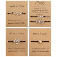 Make a Wish Paper Card Adjustable Link Bracelet Turtle Elephant Tree Map Flower Handmade Woven Bracelets Simple Fashion Women Jewelry Gifts