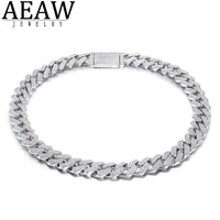 AEAW 18 Zoll 925 Sterling Silber Einstellung Euro ausgeschnitten Moissanite Diamant Hip Hop Kubanische Linkkette Miami Halskette Schmuck für Mens X0509