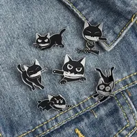 Black Cat Knife Punk Style Esmalte Broches Pin para Mujer Moda Moda Joyería Accesorios Metal Vintage Broches Pines Badge Wholesale Regalo
