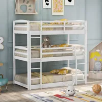 US Stock Bedroom Furniture Twin over Triple Bunk Bed,White SM000507AAK a30213c