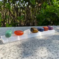 Cuarzo de cristal natural Cuarzo Siete colores Chakra Curación de piedras preciosas de piedra con gitano Reiki Yoga Base Decoración de la casa