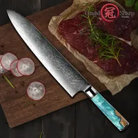 Grandsharp 9,3 inch Damascus Chef Knife Koolstofstaal 67 lagen VG10 Japanse chef's keuken gyuto messen kookgereedschap cadeau
