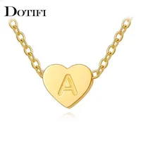 Dotifi Edelstahl Halskette Mode Goldkette Anfang Charms Metallherz A bis Z Buchstaben für Frauen Einzelname Schmuckgeschenke G1206