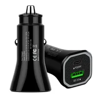 New qc3.0 car charger type - c 18 w pd20w double mouth usb car charger triangle car electronics