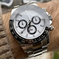 High-end ontwerp om luxe versie van herenhorloge automatische sporten saffierglas keramische bezel roestvrij staal originele gesp armband witte wijzerplaat horloges