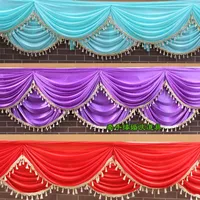 Décoration de fête Soie de glace de 20 pieds de large Wedding Swag Tassel Rideaux de toile de toile de fond des échelons pour la jupe Table