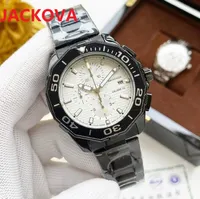 Multi Functional Wristwatch Stopwatch 44mm Full Stainless Steel Mens Watches Luxury Quartz Calendar Wristwatches Fashion Famous Business Men Watch