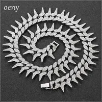 Pendant Necklaes Strands Oeny 2022 Chunky Heavy Hip Hop Cool Spiked Cuban Necklace Chain Men Women Jewelry Row Iced Out Bling Rapper Gifts 220120