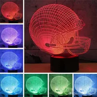 홈 인테리어 장식 축구 모자 3D 크리 에이 티브 다채로운 LED 야간 조명 USB 소설 조명 간단한 책상 램프