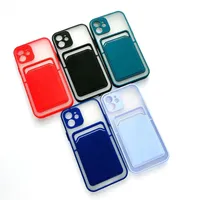 Titular do cartão Slot Translucent Ultra Slim Silky Cell Pell Caixas para iPhone13 12 Mini 11 Pro Max XR XS x 8 7 6 PLUS