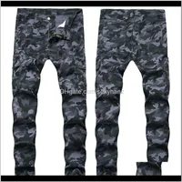 Clothing Apparel Drop Delivery 2021 Workwear Pants Stretch Slim Multi Pocket Tide Overalls Fashion Mens Jeans Camouflage Pmtyz