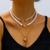 Anhänger Halsketten Mode Kette Perle Halskette Für Frauen Barock Metall Charme Anhänger Choker Herz Weibliche Schmuck