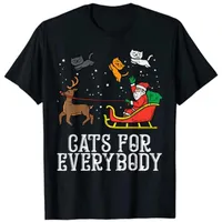 모두를위한 여성의 티셔츠 고양이 산타 재미 있은 크리스마스 파자마 크리스마스 여성 탑스