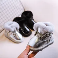 Первые ходунки зимние детские снежные ботинки хлопчатобумажные туфли 0-2 года мужской плюс кашемир малышей