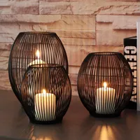 촛불 홀더 검은 미니멀 촛대 웨딩 메탈 북유럽 기하학 아트 현대적인 디자인 Kerzenhalter 홈 인테리어 DD50YH