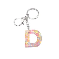 Acrylic Keychain 26 Initials Letter Sequins Key Chain Keyrings Car Bag Pendant Key Ring Simple Charms Party Gift