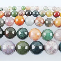 Wojiaer Indian Indian Stone Ball Round Ball Beads for Women's Jewelry Making Diy Netclace Jewelery 4 6 8 10 12mm 15.5inches by922