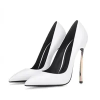 Dress Shoes Fghgf 12 cm con punta da donna con tacchi irregolari eleganti e sexy in pelle verniciata in pelle verniciata bianca