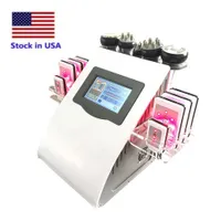 Stock en EE. UU. 6 en 1 40k cavitación ultrasónica RF para adelgazar pressoterapia de vacío Radiofrecuencia de radio 8 almohadillas Máquina de reducción de celulitis lipo de diodo lipo
