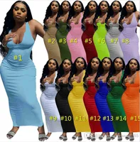 Sexy Women Dresses Sleeveless Long Maxi Dress Fashion Summer Solid Color Skinny Stretchy Bodycon Pencil Dresses Clubwear Plus Size