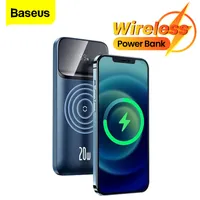 BASEUS Wireless Power Bank 10000mAh PD 20W Bateria Externa Magnética USB C Rápido Carregador Para iPhone 12 Pro Max Xiaomi Poverbank