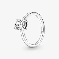 100% 925 Sterling Silver Musing Solitaire Pierścień Dla Kobiet Obrączki Zaręczynowe Mody Akcesoria Biżuteria