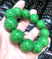 Riesige schöne natürliche natürliche 19-20mm grüne Jade-Edelstein-runde Perlen-Armband 7.8 ''