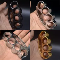 Alloy Round Head Knuckle Protective Gear Thickening Ring Self Defense Knuckles Dusters Four Fingers Martial Art Gold Sliver Women And855