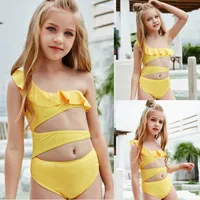 Bañador Kızlar Tatil Sevimli Katı Bikini Set Tek Parça Mayo Mayo 2021 Trajes de Baño Para Niñas Todler Tek Parça