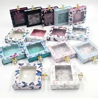 Gift Wrap 1PCS Wimpernverpackung Großhandel Butterfly Print Laser Lase Hüllen mit Tablettquadratbox Wimpernpaket