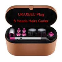 Moda 8 cabezas Multifunción Curler de cabello Dispositivo de estilo de hierro Caja de regalo automática para rizos ásperos y normales Curling Secadores de aire envoltura de aire