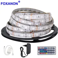 Foxanon impermeable LED de tira de luz DC 12V 3A 5M 300 LEDS Cinta diodo RGB Color 44Key IR Cinta remota Tiras de Navidad flexibles