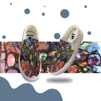 Uomini Casual Slip-on Canvas Sneaker Pittura ad olio Scarpe personalizzate personalizzate Handmade Plat Gomma Suola Giallo All-Match Shoes Moda YH00118