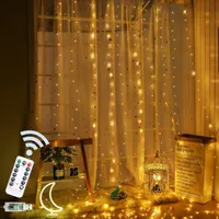 Saiten LED Sade Lichter Weihnachtsdekoration Fernbedienung USB Hochzeit Girlandvorhang 3m Lampenurlaub für Schlafzimmer Glühbirne Outdoor Fee
