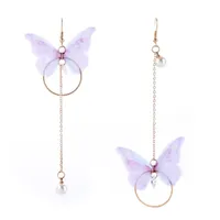 Mignon papillon long bow-noeud cercle perle boucles d'oreilles bohémiennes pour femmes papillon perle boucle d'oreilles bijoux accessoires