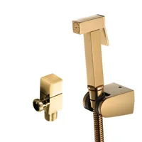 Badrum duschhuvuden bidet kran hand hållen sprayer dusch toalett kit guld shattaf huvud koppar ventil set jet jet jet
