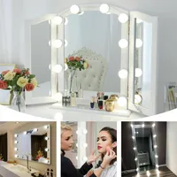 Compact Mirrors 10x Hollywood Style LED Vanity Lights Dimmable Makeup Fitting Dressing Mirror Lighting Light Bulbs Lamp USB Adapter Kits