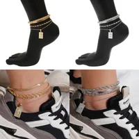 Fashion 4PCS / Set Bracelet de cheville pour femmes Accessoires de pied Été Plage Summerfoot Barefoot Sandales Bracelet à la cheville sur la jambe femelle cheville 177 W2