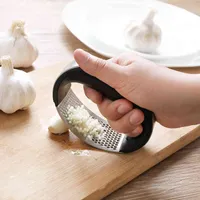 Stainless Steel Household Manual Garlic Press Tools Rocker Mincer Squeezer Chopper Device Handheld Ginger Garlics Crusher Kitchen Accessories JY0856