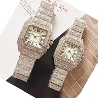 Männer Uhren Frauen Watch Quarzbewegung Alle Diamanten Euro Raus Armbanduhr Hohe Qualität Unisex Kleid Armbanduhren Dame Uhr Wasserdichte Montre de luxe