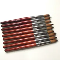 فرش الأظافر 1pc Kolinsky Sable Red Wood Art Acrylic Brush Round 10#12#14#16#18#20#22#24 UV Gel Corving Pen Sivers Powder Tips Manicure Tips