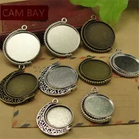 30pcs Round 18-20-25-30MM Rotating Charms Necklace Settings Cabochon Base DIY Pendant Blank Tray Bezel Jewelry Accessories