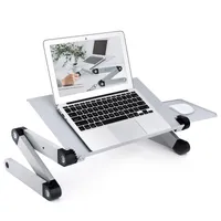 Adjustable Laptop Desk Stand for Bed - Foldable Table with Ergonomic Design for Reading, Work and Gaming - Portable Notebook Riser for US Stocks - Ideal Standing Station with Adjustable Height & Silver Finish.
