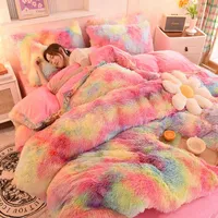 Conjuntos de ropa de cama coloridos Velvet Velvet Set de cuatro piezas Cubra de almohadas de la cama de la cama del hogar del hogar del hogar