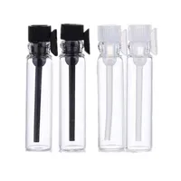 1 ml 2 ml 3 ml Transparen Cam Parfüm Şişesi Siyah Kapak Örnek Testi Küçük Flakon Kozmetik Ambalaj Kapları Clear Cap 100 adet