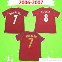 Com Patch Golden Font Manchester 2006 2007 Ronaldo Rooney Giggs 06 07 Retro Jersey Jersey Clássico Antique Homem Utd Futebol Camisas S-XL Top Uniforme
